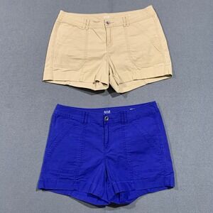 ana Womens Chino Shorts Set of 2 Pairs Size 10 30 Tan Khaki Blue Cotton Stretch